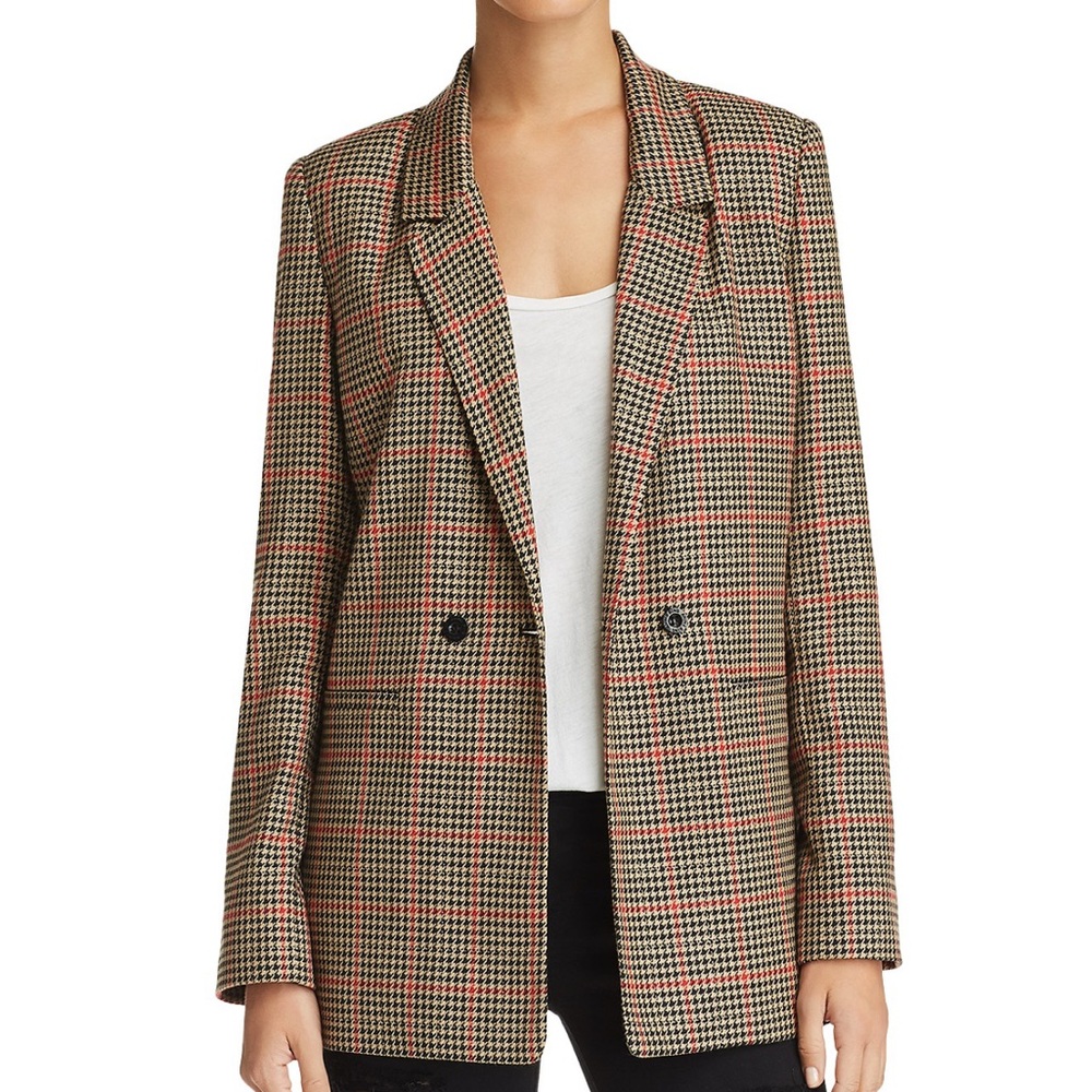Anine Bing Checkered Blazer - Red and Black